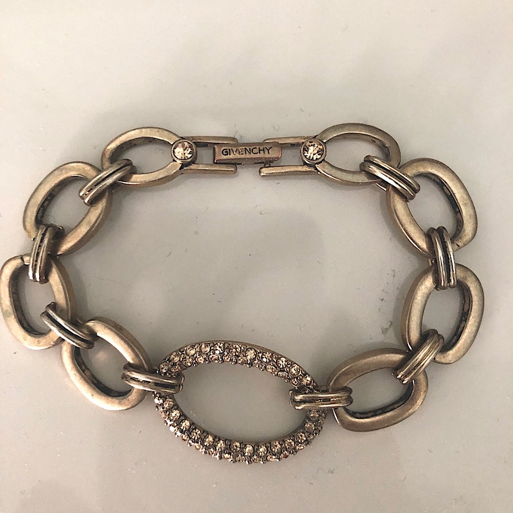 Givenchy brushed gold bracelet w/crystal stones